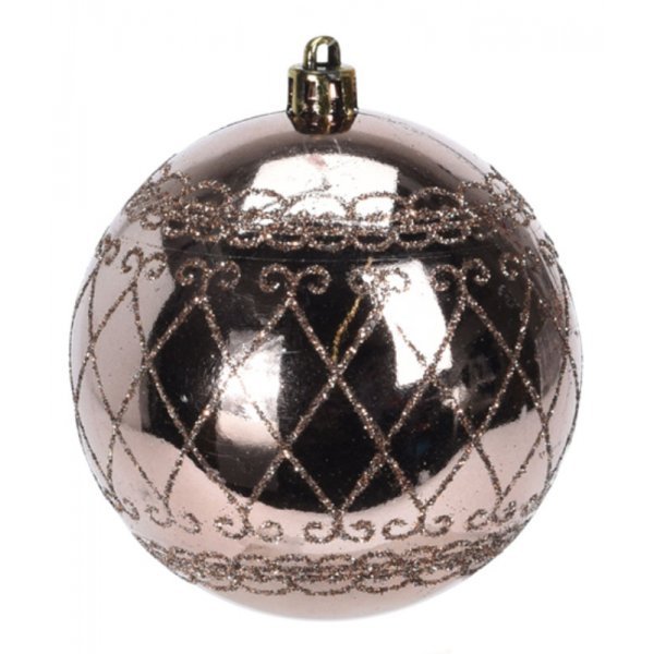 Χριστουγεννιάτικη Μπάλα Σαμπανιζέ, Γυαλιστερή με Ρόμβους (8cm)